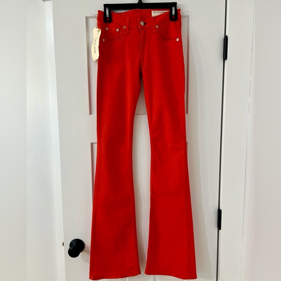 Rag & Bone Elephant Bell Red Jeans, NWT Size 25 - Picture 2 of 7